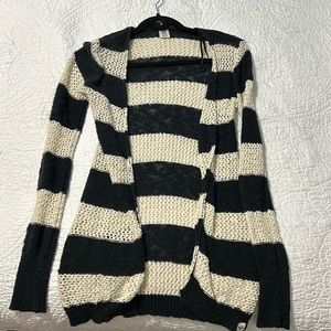 Roxy knit sweater with black and cream stripes